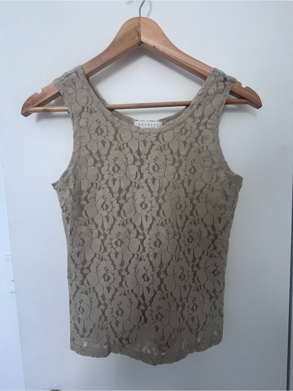 90s Vintage Express Beige Lace Tank S Made in USA